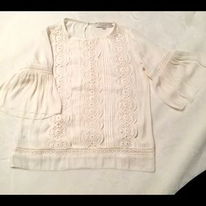 LOFT lace top with short bell sleeves